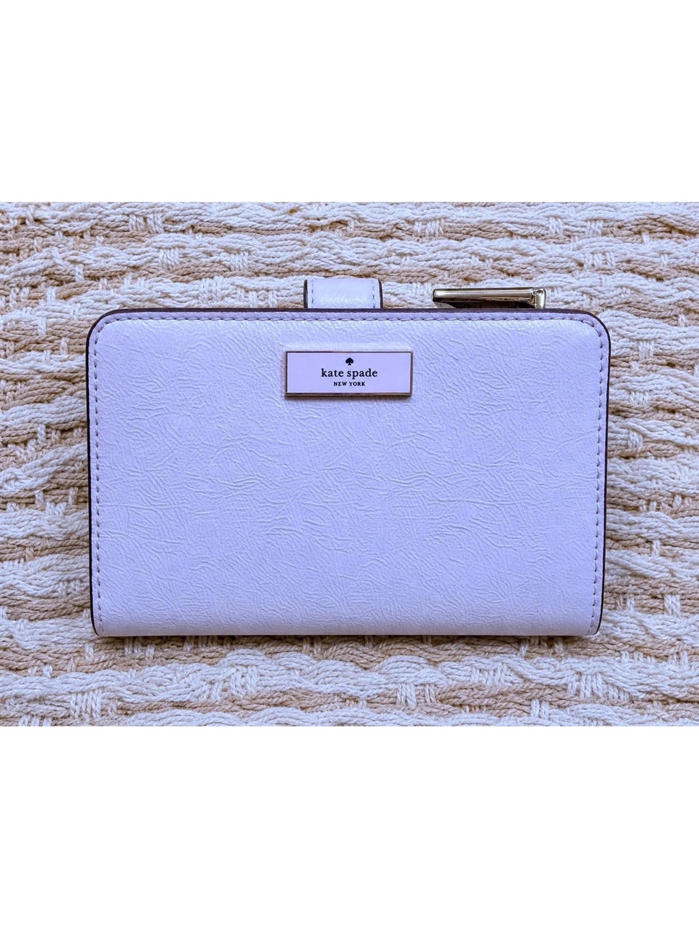 Kate Spade New York Bridget Crinkle Patent Medium Bifold Wallet Lilac Moon